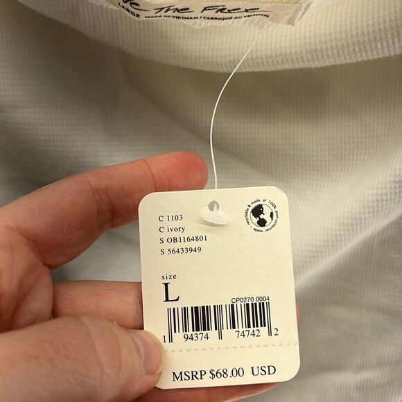 Free People Get Together Tee Long Sleeve‎ White Size Large - Picture 4 of 6